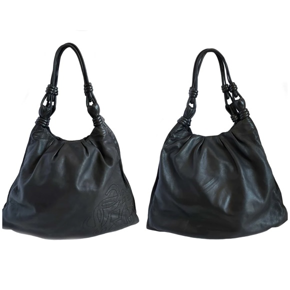 Loewe Handbags - 🚫SOLD🚫LOEWE BLACK LAMBSKIN EMBROIDERED LOGO HOBO BAG